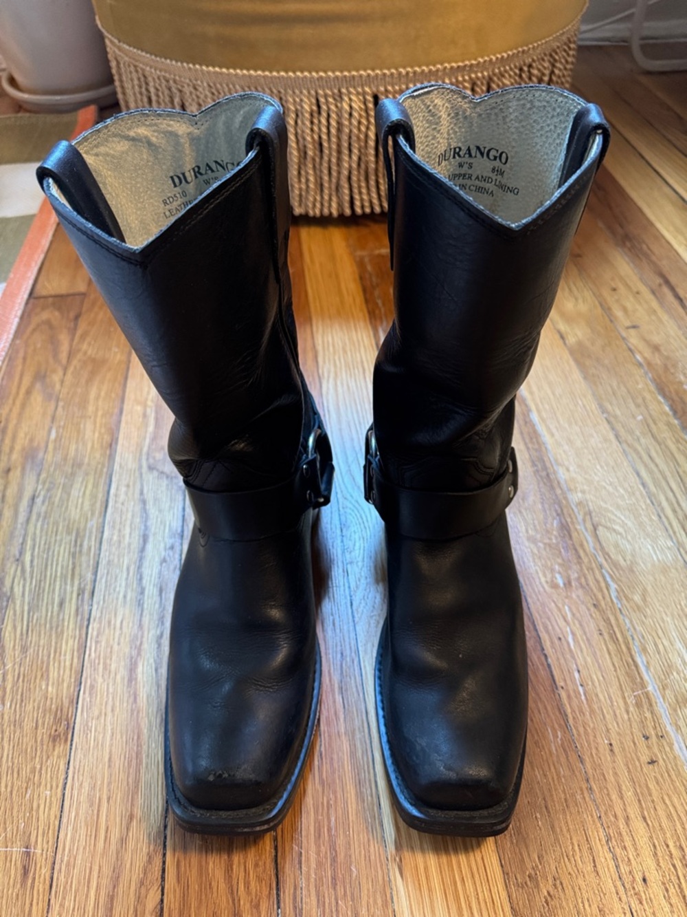 Durango Black Leather Harness Boot - Pull Tab Detail - Picture 3 of 8